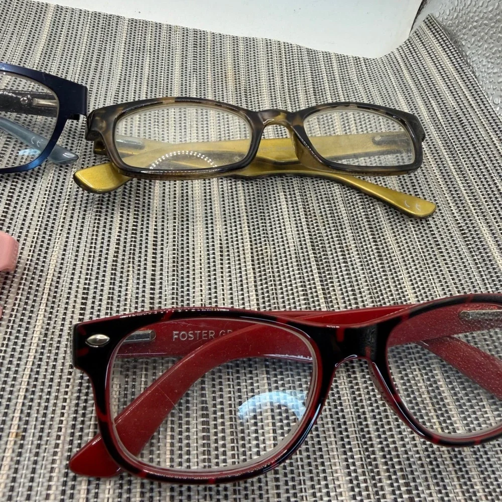 Foster Grant Reading Glasses Sunglasses Lot 6 Pairs Navy Tortoise Red Purple